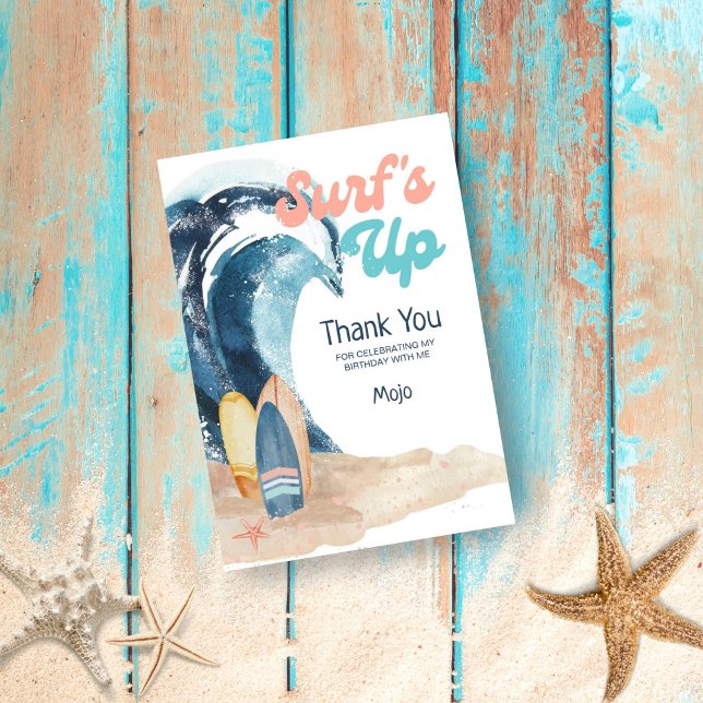 Carte De Remerciements Surf | Plage Surfboards Anniversaire de enfant (Créateur téléchargé)
