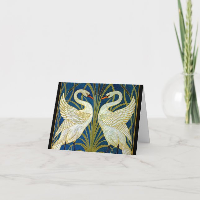 Carte De Remerciements Swans Art Déco (Devant)