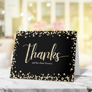 Carte De Remerciements Sweet 16 Or moderne Parties scintillant noire Fill