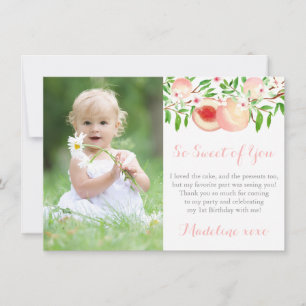 Carte De Remerciements Sweet As A Peach Little Girl Anniversaire Photo