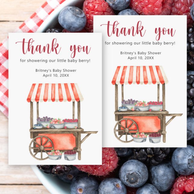 Carte De Remerciements Sweet berries baby shower - thank you (Créateur téléchargé)