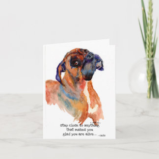 Carte De Remerciements sweet boxer watercolor upbeatFolded Thank You Card