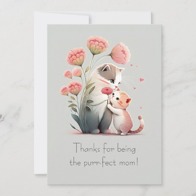 Carte De Remerciements Sweet Cat Maman et Kitten (Devant)