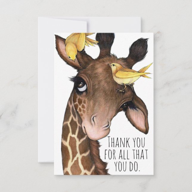 Carte De Remerciements Sweet Giraffe et amis (Devant)
