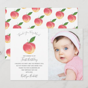 Carte De Remerciements Sweet Little Peach 1er Anniversaire Photo