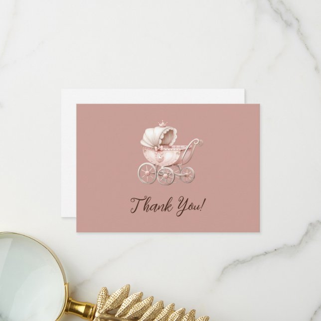 Carte De Remerciements Sweet Little Princess Baby shower personnalisé (Devant/Arrière en situation)