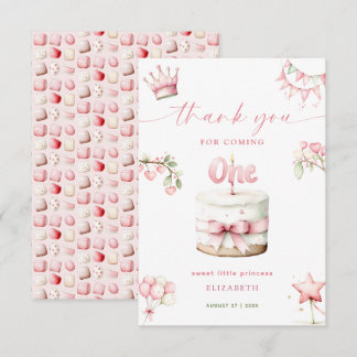 Carte De Remerciements Sweet Little Princess Pink Cake 1st Birthday