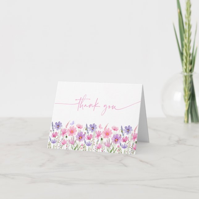 Carte De Remerciements Sweet Pink Baby en Fleur Baby shower Fleur sauvage (Devant)