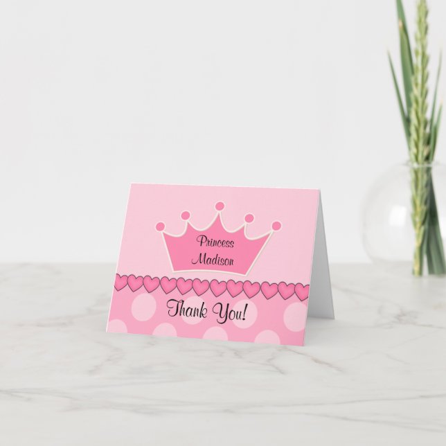 Carte De Remerciements Sweet Rose Princess CrownMerci note (Devant)