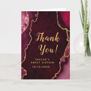 Carte De Remerciements Sweet sixteen d'âge rouge et or