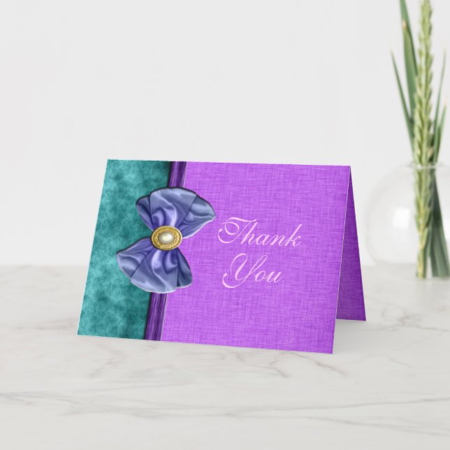 Carte De Remerciements "sweet sixteen" violet turquoise 16 ans (Devant)