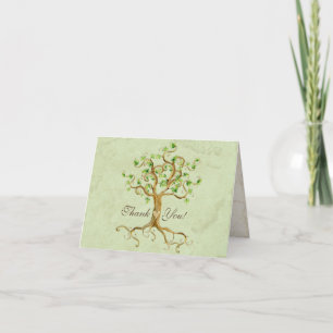 Carte De Remerciements Swirl Tree Roots Antiqued Sage Thank You Note Card