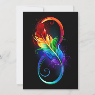 Carte De Remerciements Symbole d'infini avec plume arc-en-ciel