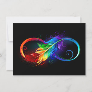 Carte De Remerciements Symbole d'infini avec plume arc-en-ciel