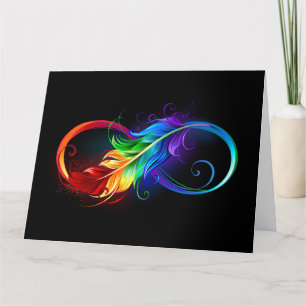 Carte De Remerciements Symbole d'infini avec plume arc-en-ciel