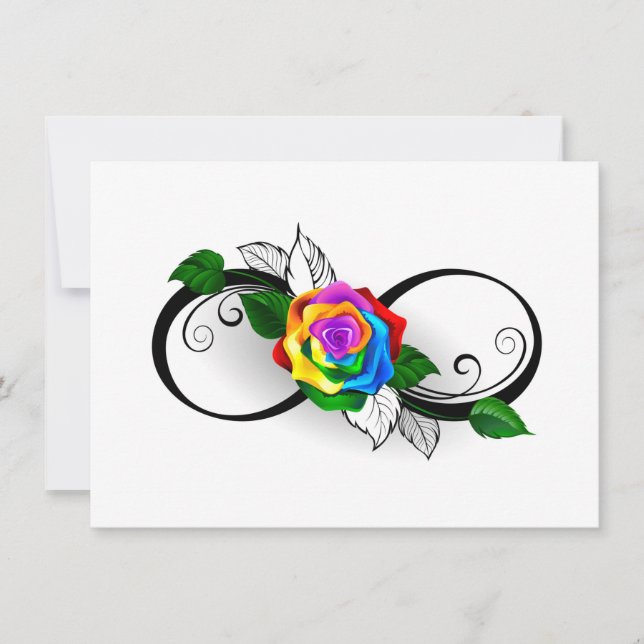 Carte De Remerciements Symbole d'infini avec Rose arc-en-ciel (Devant)