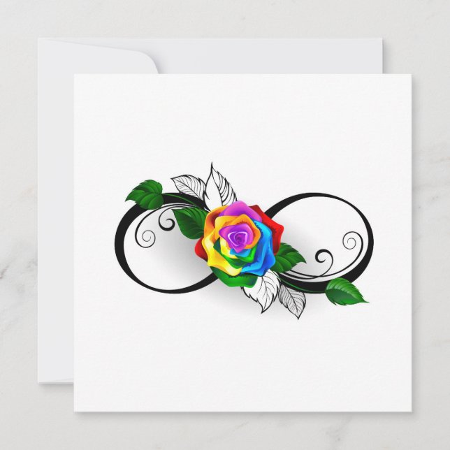 Carte De Remerciements Symbole d'infini avec rose arc-en-ciel (Devant)