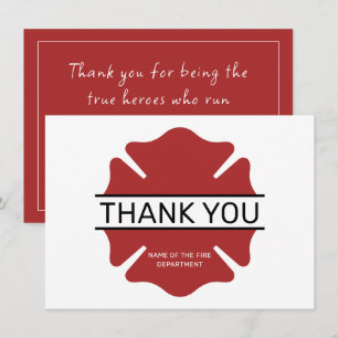Carte De Remerciements Symbole du logo rouge du pompier personnalisé