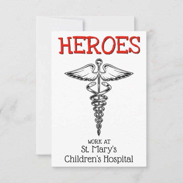 Carte De Remerciements Symbole Médicale du médecin Soins de santé infirmi (Devant)