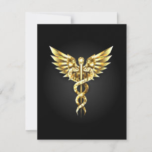 Carte De Remerciements Symbole Polygonal Or Caduceus