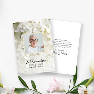 Carte De Remerciements Sympathie aux funérailles florales de l'Hydrangée 