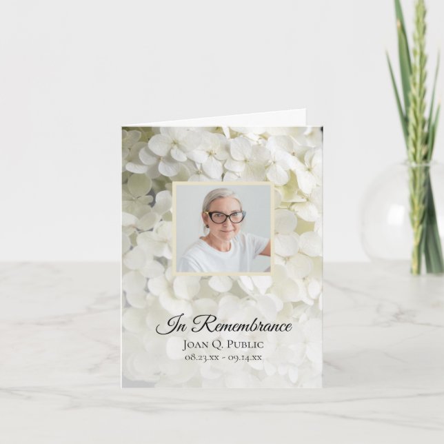 Carte De Remerciements Sympathie aux funérailles florales de l'Hydrangée  (Devant)