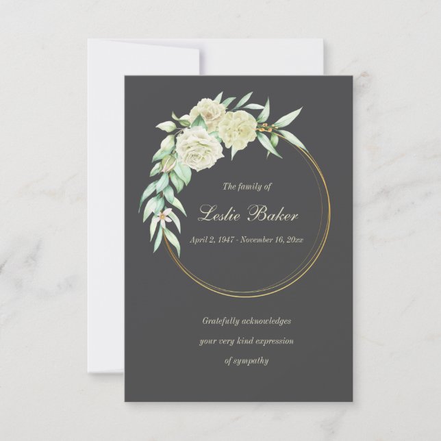 Carte De Remerciements Sympathie avec la ceinture de gratitude (Devant)