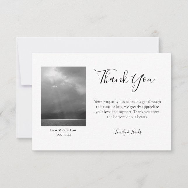 Carte De Remerciements Sympathie avec la photo personnalisée| Message écr (Devant)