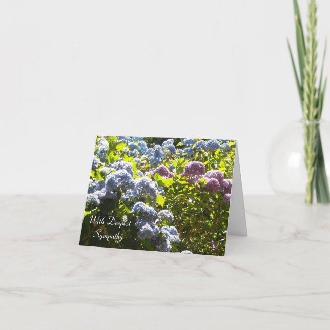 Carte De Remerciements Sympathie bleue et rose d'hortensia (Devant)