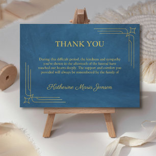 Carte De Remerciements Sympathie bleue simple minimale après les funérail