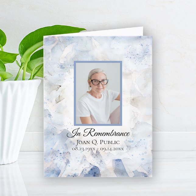 Carte De Remerciements Sympathie des funérailles florales à oeillet bleu (Créateur téléchargé)
