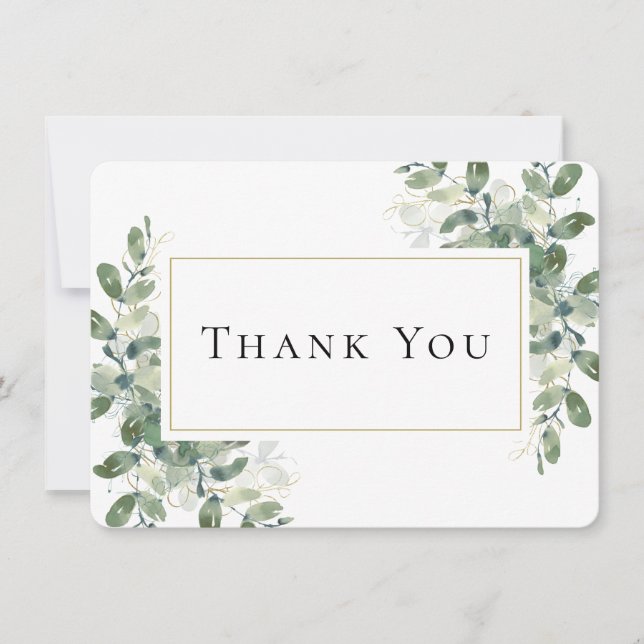 Carte De Remerciements Sympathie d'or Eucalyptus funérailles (Devant)