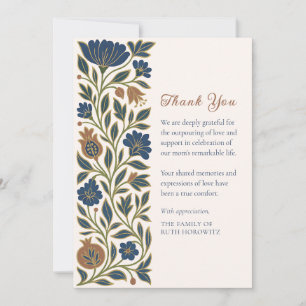 Carte De Remerciements Sympathie florale inspirée par les juifs funéraill