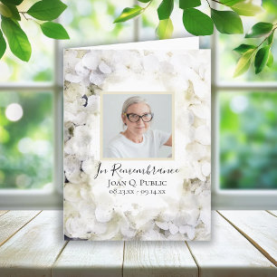 Carte De Remerciements Sympathie funéraire de la Fleur d'Hydrangée Blanch