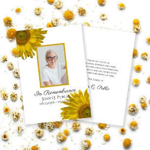Carte De Remerciements Sympathie funéraire des fleurs de tournesol jaune