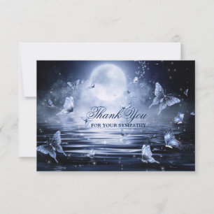 Carte De Remerciements Sympathie funéraire Minuit Bleu Papillon PHOTO