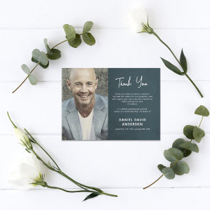 Carte De Remerciements Sympathie gris minimaliste avec la photo mémoire