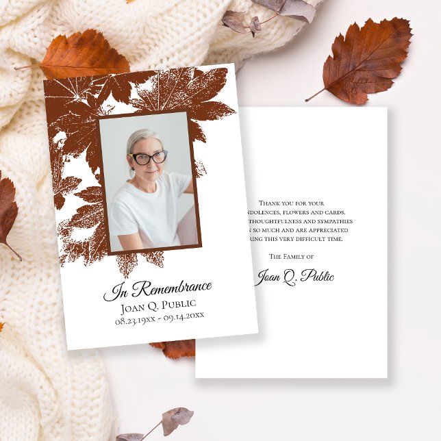 Carte De Remerciements Sympathie pour le mémorial funéraire de Brown Fall (Créateur téléchargé)