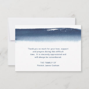 Carte De Remerciements Sympathie pour les funérailles de couleur bleu mar