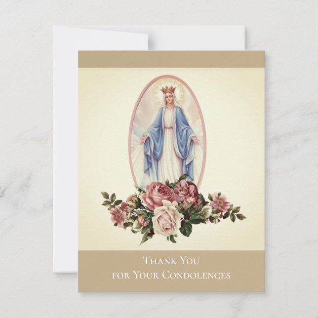 Carte De Remerciements Sympathie pour les funérailles de la Vierge Marie  (Devant)