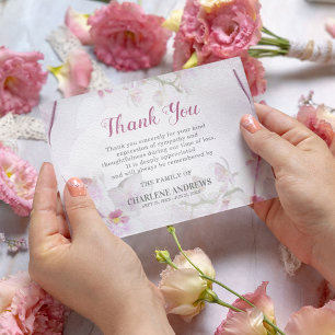 Carte De Remerciements Sympathie pour les funérailles d'orchidée rose dou