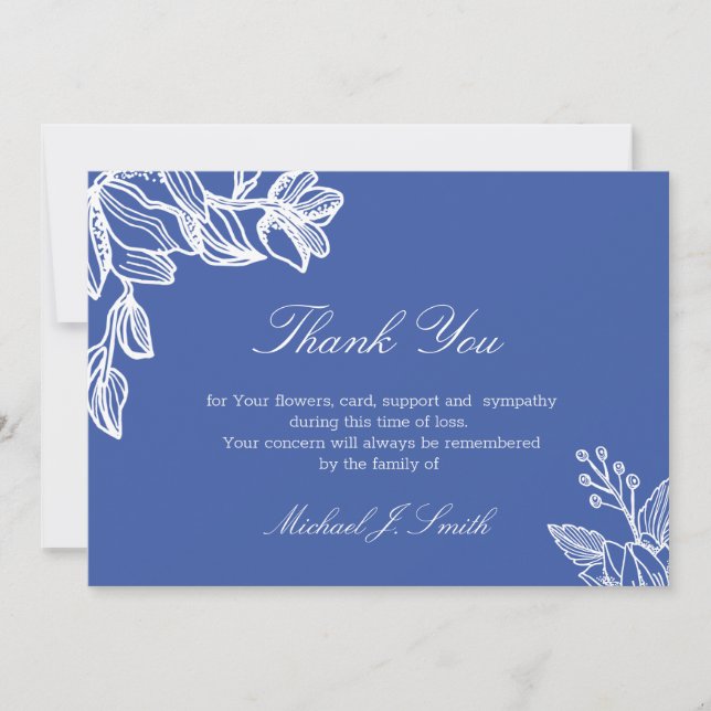 Carte De Remerciements Sympathie pour les funérailles florales modernes e (Devant)