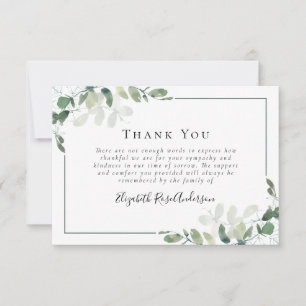 Carte De Remerciements Sympathie Verdure Eucalyptus Funérailles