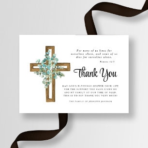 Carte De Remerciements Sympathy Eucalyptus Cross Funérailles