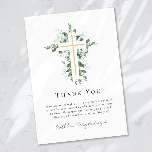 Carte De Remerciements Sympathy Eucalyptus Cross Funérailles