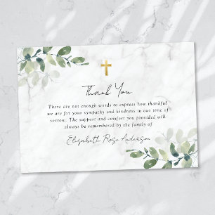 Carte De Remerciements Sympathy Eucalyptus Cross Funérailles