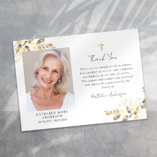 Carte De Remerciements Sympathy Eucalyptus Cross Photo Funérailles