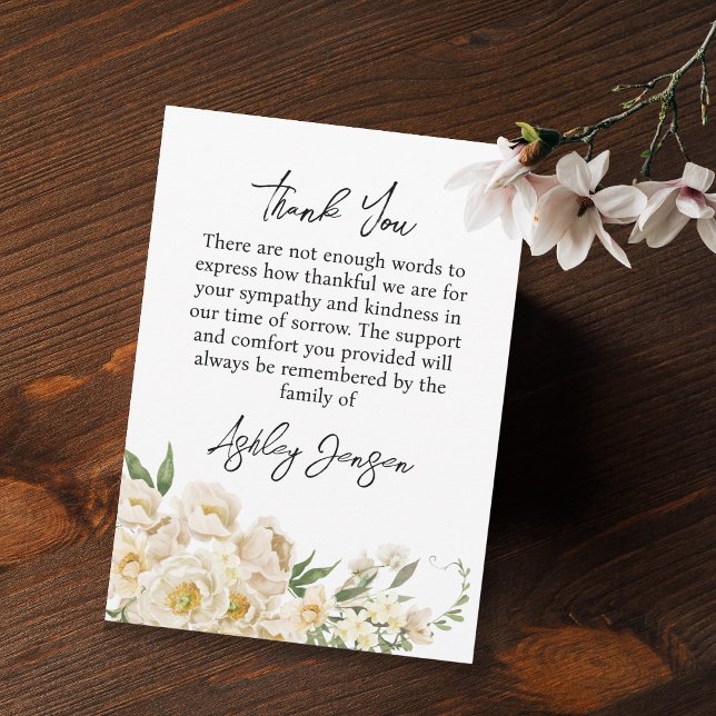 Carte De Remerciements Sympathy White Rose Funeral Thank You Card (Créateur téléchargé)