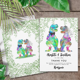 Carte De Remerciements T-Rex Mariée et Mariage de dinosaure de chambre