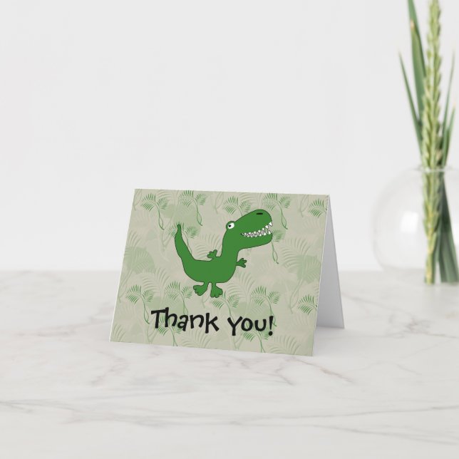 Carte De Remerciements T-Rex Tyrannosaurus Rex Dinosaure Dessin Animé Gar (Devant)